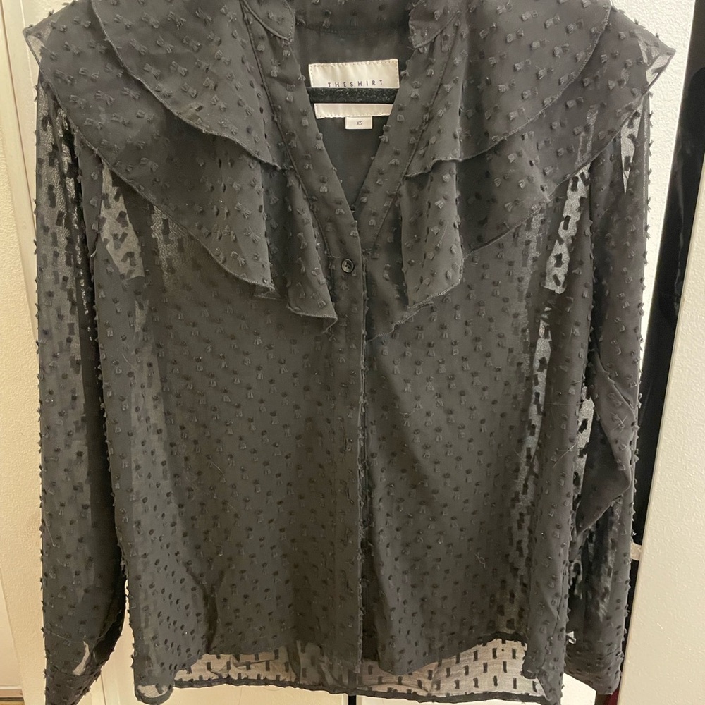 Sheer Black Ruffled Women's Top